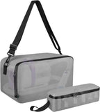 Beautyflier Pet Grooming Supplies Organizer, Protective Tote Bag Case for Pet Grooming Kit & Vacuum Suction Dogs Cats Hair, Travel Pouch Bag for Pet Dog Grooming Vacuum Kit, Bag Only (Gray)