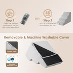 EHEYCIGA Curved Dog Stairs Ramp for High Beds 19.7" H, 4-Step Dog Steps for Small Dogs and Cats, Pet Stairs for High Bed Climbing, Non-Slip Balanced Pet Step Indoor, Light Grey