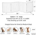 ZJSF Freestanding Indoor Dog Gate for House Foldable Wood White Puppy Gate for Doorways Pet Gate for Stairs Extra Wide Pet Fence 24" Height 4 Panels