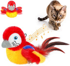 Vannon Cat Toys Flapping Bird(Cannot Fly), Rechargeable Touch Activated Kitten Toy Interactive Cat Exercise Toys with Catnip and Feather for Indoor Cat - Red