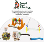Sweet Feet and Beak Roll Bird Swing - Perch Bird Toys Trims Nails and Beaks, Safe and Non-Toxic Bird Cage Accessories for Small and Large Birds, Swinging Toys Birds Will Love, XL 11 Inches - Blue