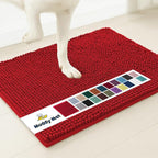 Muddy Mat® | Super Absorbent Door Mat Indoor, Microfiber Quick Dry Chenille Entryway Rug, Non-Slip Front Door Mat, Indoor Mats for Entryway, Machine Washable Pet Rug, Red 28"x18"