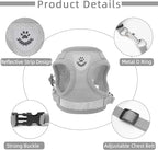 Gray X-Small Adjustable Breathable Reflective Harness for Small Cats and Dogs