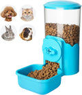 VANNON Small Animal Hanging Automatic Food Dispenser, 35oz Gravity Pet Feeder for Cage, Food Bowl for Rabbit Puppy Cat Ferret Guinea Pig Chinchilla Parrot (Blue)