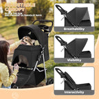 Magshion 3-Wheel Pet Stroller for Small/Medium Dog Cat, Up to 33lbs, Black | Foldable Travel Jogger w/ Breathable Mesh Cover, Lightweight Design, Safety Tethers, Cup Holder & Storage Basket
