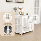 26 Inch Heavy Duty Wooden Dog Kennel End Table with Double Door Design and Secure Locks, Indoor Pet Crate Furniture for Small Dogs, Decorative Home Cage Design,White