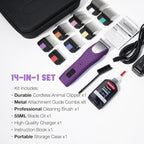 Professional Dog Grooming Clippers 2-Speed Detachable Blade 10# | Metal Guide Combs Kit for Thick Curly Coats Horse Animal Breeds Cats Low Noise Cordless Heavy Duty Pet Hair Trimmer Bluewave