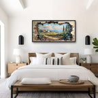 Large Farmhouse Country Landscape Wall Art for Living Room, Rustic Countryside Canvas Oversized Wall Decor, Vintage Scenery Framed Pictures Painting Print Artwork for Bedroom Office 60L" x 30W"