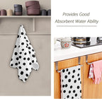 2 Pack Black White Polka Dots Hand Towels for Bathroom,Soft Absorbent Boho Black Spots Doodle Kitchen Dish Towels,Modern Decorative Guest Bathroom Towels for Bath,Face,Shower,Gym 14"x28"