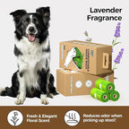 Compostable poop bags for dogs Extra 20% Thicker Biodegradable dog poop bags rolls Leak-proof,Lavender Scented Pet Waste Bags Made From Cornstarch(8 Rolls,120Bags)