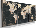 Living Room Wall Art Vintage Home Office Decor Extra Large Bedroom Wall Decor Black Pictures for Wall Decorations Map Paintings