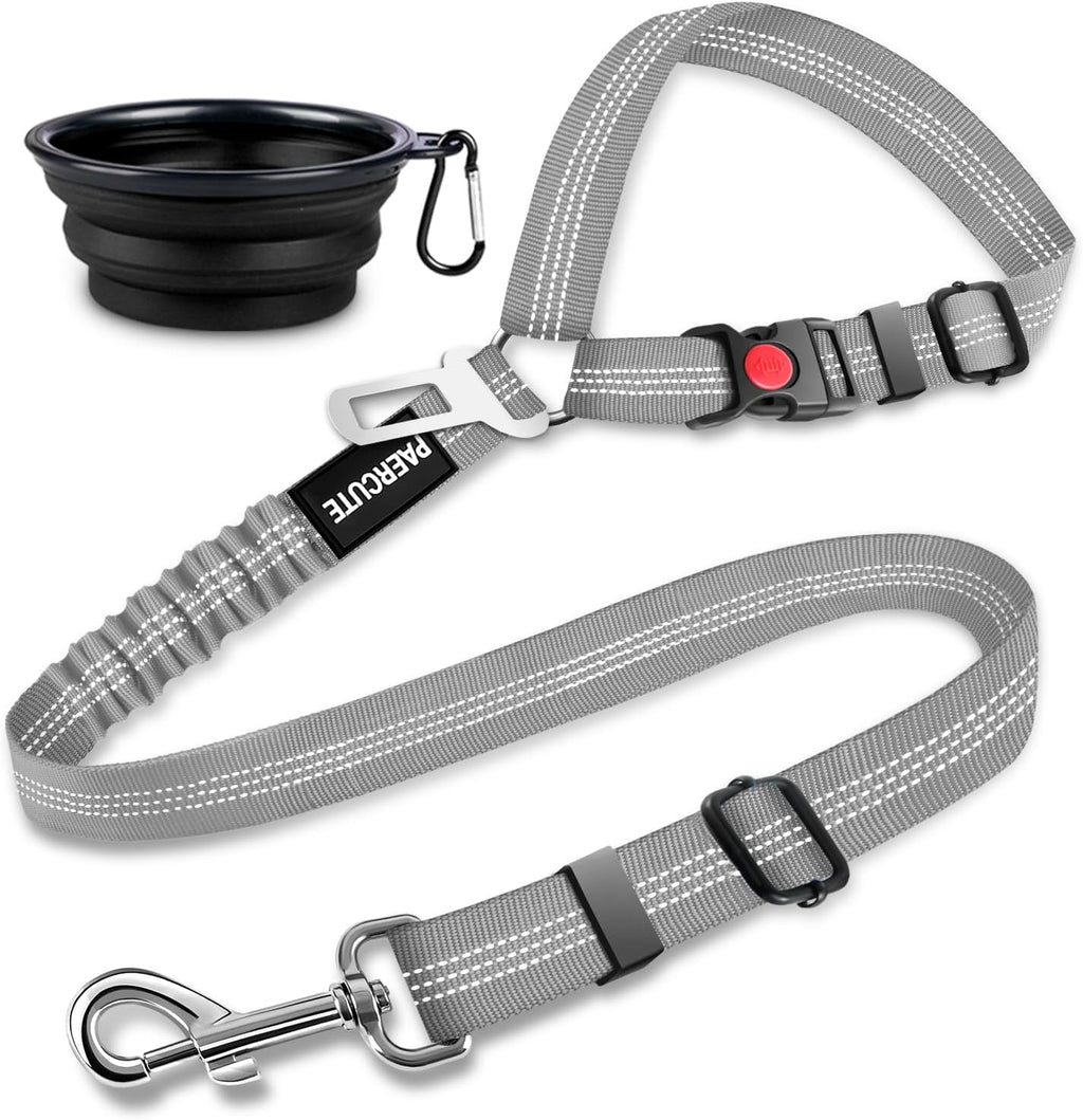 2 Piece Set Retractable Dog Car Seatbelts - Adjustable Pet Seat Belt for Vehicle Headrest Restraint - Heavy Duty & Elastic & Durable Car Harness