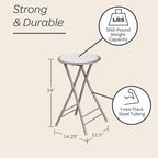 Lavish Home Folding Stool - Backless 24-Inch Stool with 225lb Capacity for Kitchen or Rec Room - Portable Indoor Counter Bar Stools (White)
