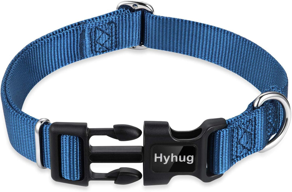 Hyhug Small Dog Collar Quick-Release Blue| Heavy-Duty Nylon Puppy Collar, Adjustable & Durable Pet Supplies for Boy & Girl Dogs (Small, Classic Blue)
