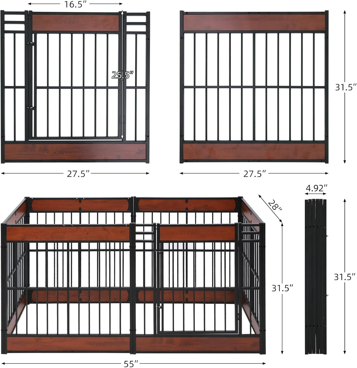 Dog Playpen, 31.5" Height Dog Pen Indoor, Heavy Duty, Safe and Sturdy, Furniture Style Puppy Pen (12 Panels (31.5" High), Black)