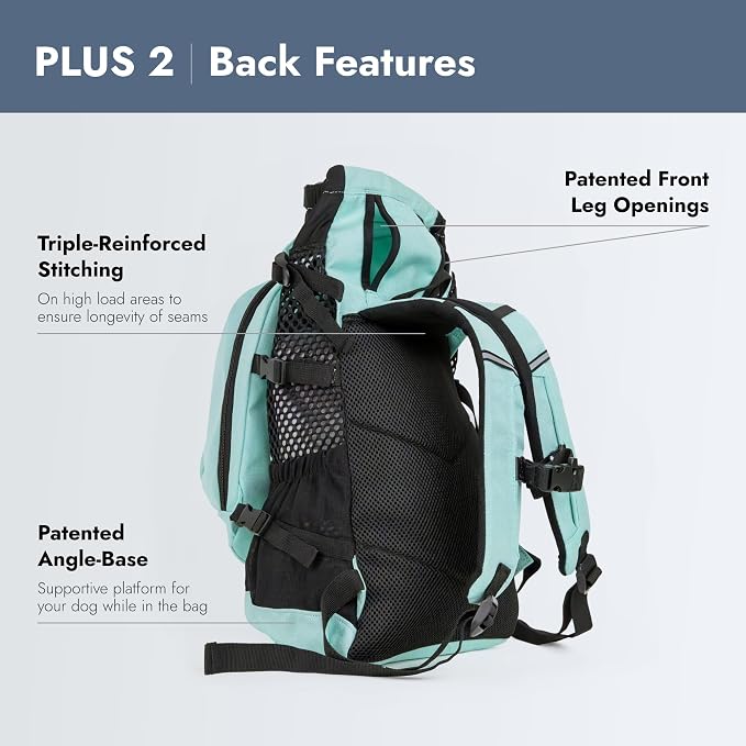 K9 Sport Sack Plus 2 - Large, Summer Mint - Ideal for Dogs 20-22” Long - Adjustable, Backpack-Style Carrier with Multi-Functional Storage Pack, Thick Shoulder Straps & Padded Back Panel