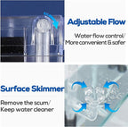 LAQUAL 5 Gallon Aquarium Filter with Surface Skimmer, Small Quiet Fish Tank Filter, Biochemical Cotton Filtration & Adjustable Water Flow, Waterfall Design for Increasing Oxygen, Hang on Back Filter