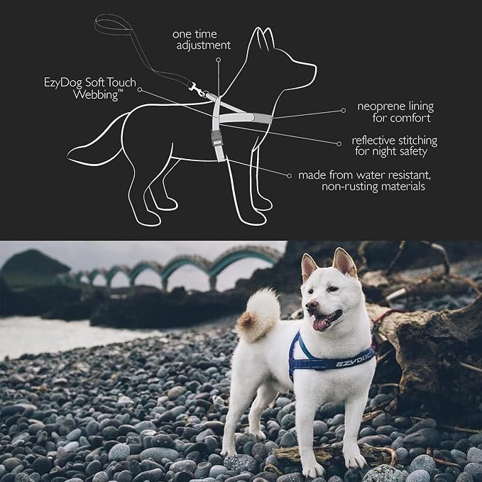 EzyDog Quick Fit Dog Harness, Soft Neoprene Padding - XX-Small, Orange | Fast One-Click Buckle, Adjustable Fit, Strong Reinforced Materials, Reflective Stitching, No Pull Dog Harness, Easy Walking