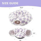 Lesure Donut Cute Jacquard Cat Tunnel Bed Kitten Toys for Puppy Bunny | 33.5x33.5x10in,Round Cat Bed Tube for Indoor Cats Rabbit Dog,Pet Peekaboo Cave Toy,Spiral Hideaway,Washable Cushion,Lavender