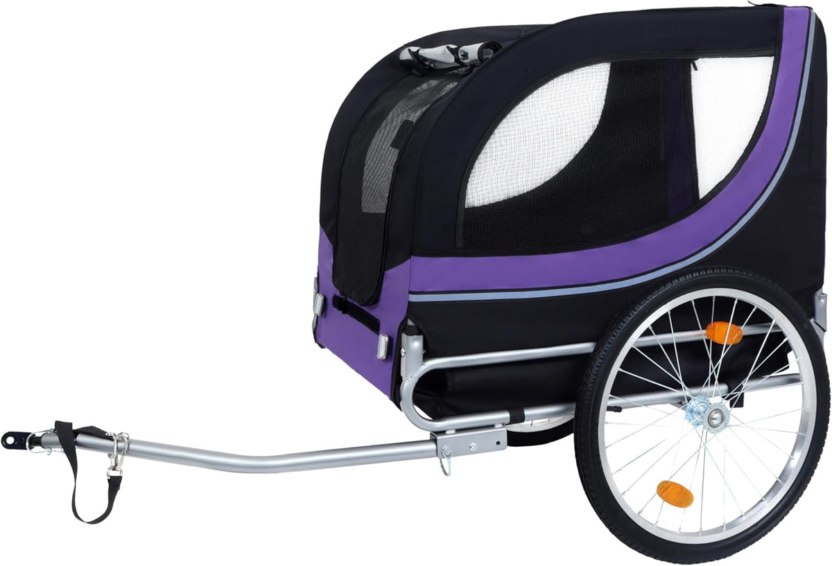 Blue-Grey Large Folding Bike Trailer for Dogs – Heavy-Duty Steel Frame, 66LB Capacity Pet Carrier for All-Terrain Cycling, Jogging & Camping Adventures!