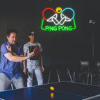 Ping Pong Neon Sign Table Tennis LED Light Up Sign for Wall Decor 16.5*11.4 In USB Dimmable Ping Pong Neon Light for Gymnasium Game Room Bedroom Gift for Table Tennis Enthusiasts(Multicolored)