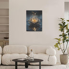 Zen Lotus Canvas Wall Art Mystical Lotus Bloom in Water Aesthetic Pictures Wall Decor Modern Meditation Spiritual Painting Print Framed Artwork Decorations Gifts for Yoga Spa Room Bathroom 12"x16"