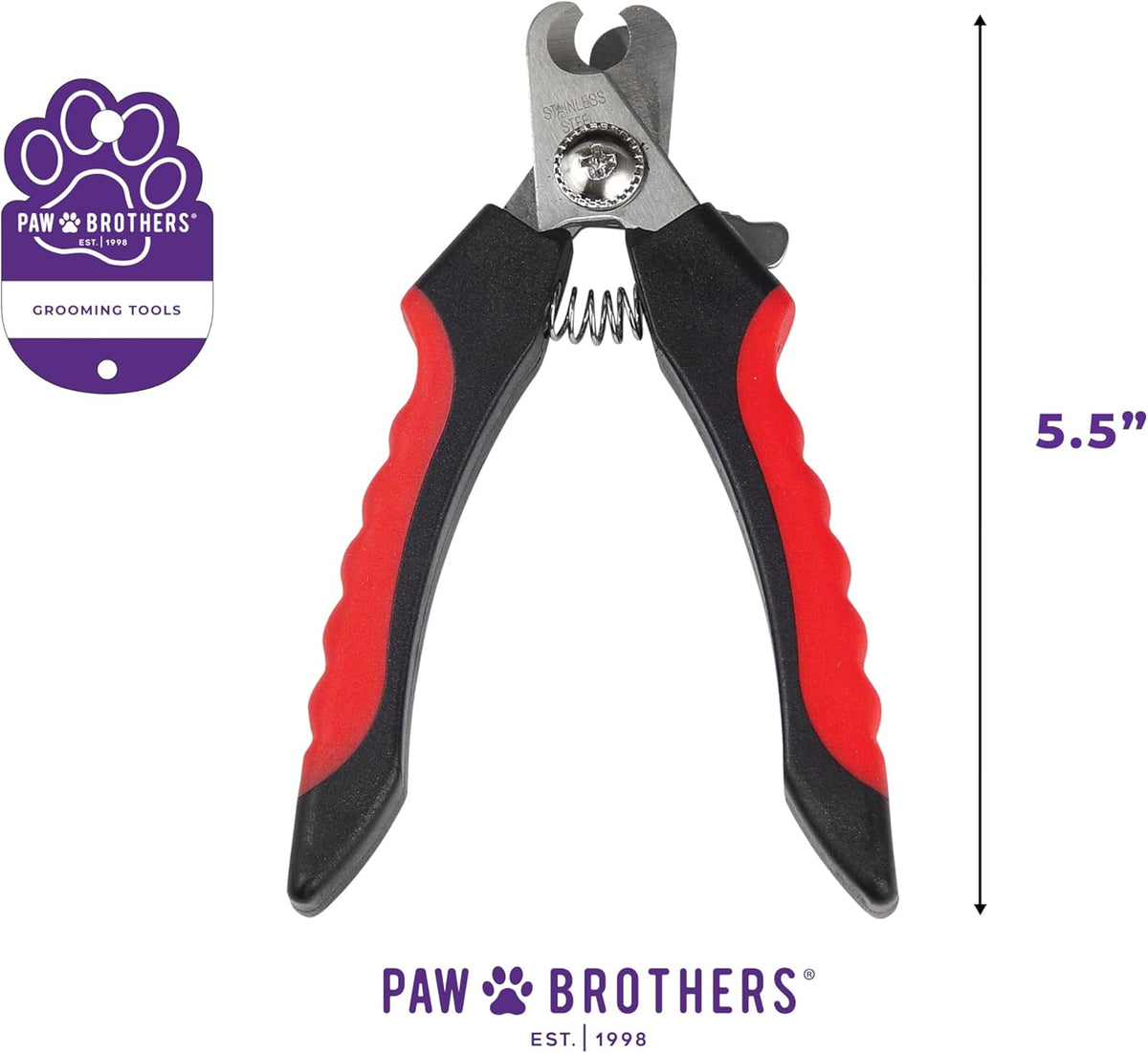 Ryan's Pet Supplies Paw Brothers Nail Clipper for Dogs and Cats, Pet Nail Clippers, Safe Grooming Tool, Professional Grade, Stainless Steel Blades, Safety Guard, Medium, 5.5 inches