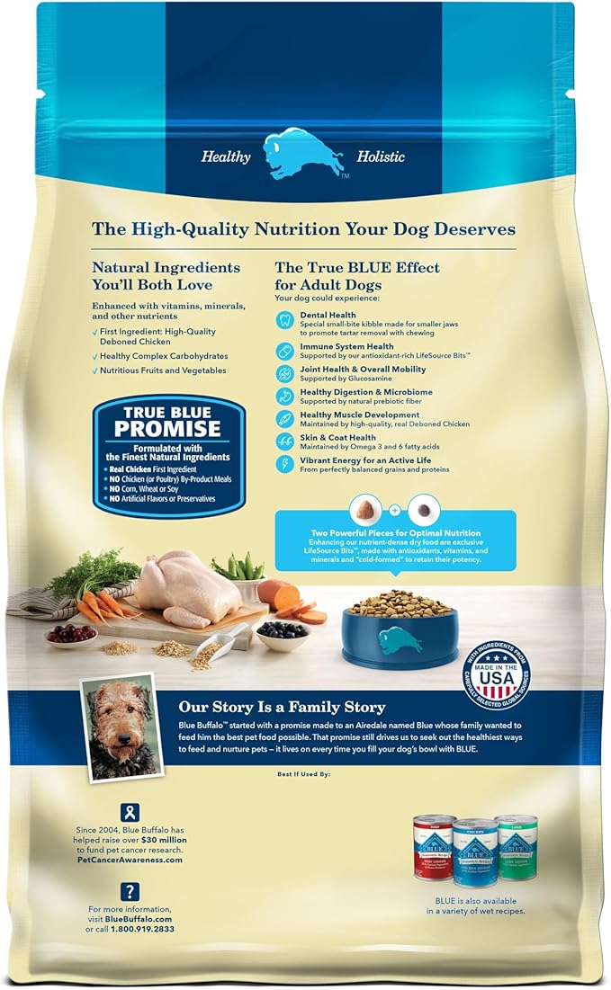 Blue Buffalo Life Protection Formula Natural Adult Small Bite Dry Dog Food, Chicken and Brown Rice 30-lb