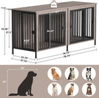 EasyCom 78 Inch Dog Cage Furniture for 2 Pets with Divider, XXL Wooden Double Dog Crate Furniture TV Stand for Mideum and Large Breed, Durable and Sturdy