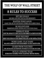 Motivational Posters The Wolf Of Wall Street 8 Rules To Success Printed Canvas Painting Inspirational Wall Decor for Office Hallway Gym Bedroom Living Room Framed Ready to Hang[30" W X 40" H]