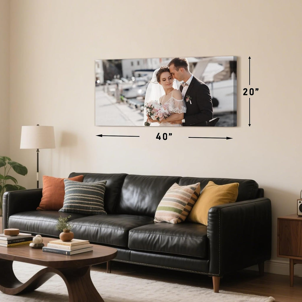 Personalized Custom Canvas Prints with Your Photos & Text, Customized Picture Print, Transform Own Images Into Framed Wall Art Digitally Printed Photo to Canvas, Keepsakes Gifts for Family 16x8’’