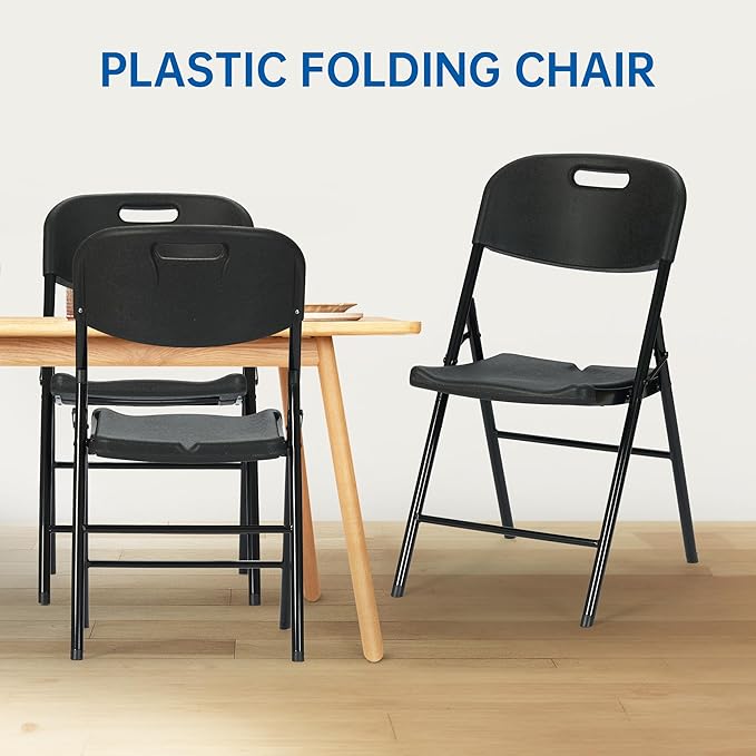 40 Pack Thicker 800 LBS Black Folding Chairs, Commercial Grade Folding Chair, Foldable Chairs for Events