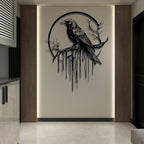 Crow Metal Wall Decor, Raven Wall Art, Large Gothic Raven Decor Hangings, Bird Wall Decor, Metal Tree Branch Decor, Ravens Sign, Raven Art for Living Room (Gold, 24"x19" | 60x48cm, metal wall art)
