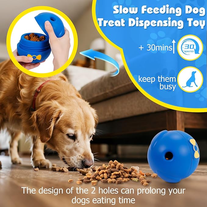 Yipetor Interactive Treat Dispensing Dog Toy, Large 3IN1 Frozen Dog Enrichment Toy, Tough Rubber Chew Ball Dog Puzzle Toys for Large Medium Breeds - Keep Them Busy/Anxiety Relief/Feeding Slow
