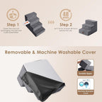 EHEYCIGA Dog Stairs for Small Dogs 13.5" H, 3-Step Dog Steps for Couch Sofa and Chair, Pet Steps for Medium Cats, Non-Slip Balanced Pet Ramp Indoor, Grey
