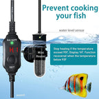 Mini Submersible Aquarium Heater, 25/30/50/100/150/200 Watts Adjustable Fish Tank Heater, Built-in Thermometer, External Temperature Controller, Smart Memory, Used for 1-60 Gallons (30W Plug)