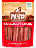 Natural Farm Odor-Free Super Collagen Dog Chews (6-Inch, 10-Pack) The First Ever Real Bull Sticks Alternative: 100% Natural Angus Hide Collagen Treats - More Protein, More Chew Time for All Dogs