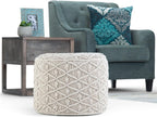 SIMPLIHOME Coates Boho Round Macrame Pouf in Natural Cotton for the Living Room, Bedroom and Kids Room