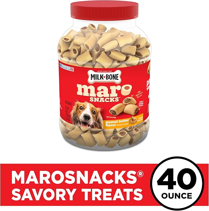 Milk-Bone MaroSnacks Dog Treats, Peanut Butter, 40 Ounce with Real Bone Marrow and Calcium