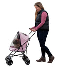 Pet Gear Travel Lite Plus Stroller, Compact, Easy Fold, No Assembly Required, Large Wheels for Cats and Dogs up to 15 pounds, Light Pink
