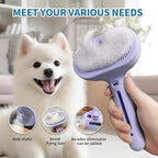 3 in 1 Steam Cat Brush for Shedding - Self-Cleaning Dog Grooming Tool for Long and Short Hair Pets - Removes Static, Flying Hair, and Loose Fur (Purple)
