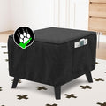 H.VERSAILTEX Square Ottoman Cover Fit Length 24"-25" Footrest Durable Linen Look Fabric Ottoman Slipcover Thick Soft Footrest Stool Covers for Square Ottoman Removable Washable - Heather Black