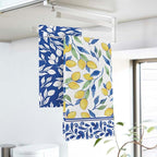 Italian Capri Blue Lemon Kitchen Dish Towels Set of 2, Amalfi Coast Italy Tile Pattern Citrus Drying Hand Towel Baking Cooking Cloth, Summer Mediterranean Bathroom Home Decoration 18'' x 26''