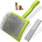 2PCS Slicker Brush for Dogs & Pet Comb,Professional Dog Grooming Brush (Goldendoodles,Poodles,Labradoodles) with Extra Long Pins to Effectively Remove Tangles, Knots and Mats (Green)