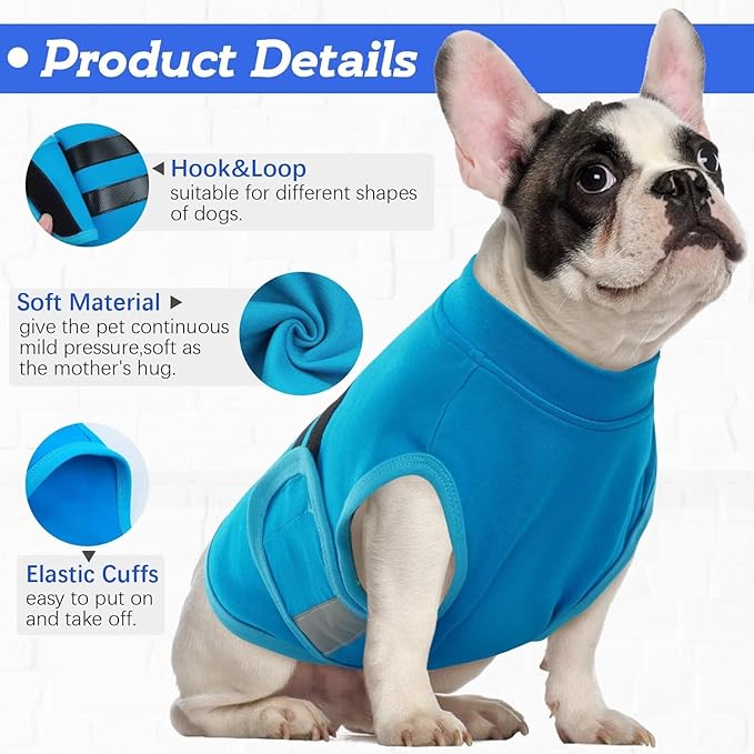 MIGOHI Breathable Dog Anxiety Calming Vest,Dog Firework Anxiety Relief Vest,Dogs Stress and Anxiety Relief Coat,Anxiety Vest for Large Dogs,Blue,XL