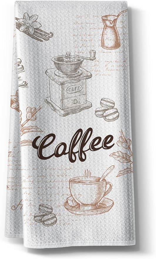 Funny Joked Coffee Kitchen Towels,Bar Dishcloth, 16X24Inch,Absorbent Drying Hand Rags,Gifts for Café Lover Neighbor Wife Women Hostess New Home Mom Housewarming On Christmas Mother's Day
