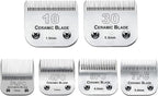 6Pack 10Blades Dog Grooming Replacement Blades Compatible with Andis Pet Clipper/Oster A5/Wahl KM Series Dog Clipper,Ceramic Blade & Stainless Steel Blade (#10+30+5FC+7FC+3FC+4F)