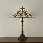Tiffany Table Lamps White Stained Glass Hummingbird Style Mission Desk Lamp 12X12X24 Inch Bronze Resin Base