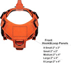 ICEFANG No Pull Tactical Dog Harness for X-Large Dogs,Adjustable Dog Vest | Control Handle,MOLLE Panel,Front Hook,3 Leash Clips,Soft Padded,for walking training,Orange,X-Large