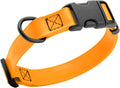 Dogline Biothane Waterproof Dog Collar with Quick Release Buckle Strong Coated Nylon Webbing with Odor- Proof for Easy Care Easy to Clean Fits Small Medium Large Dogs, Tangerine Orange 3/4" W 12-19" L